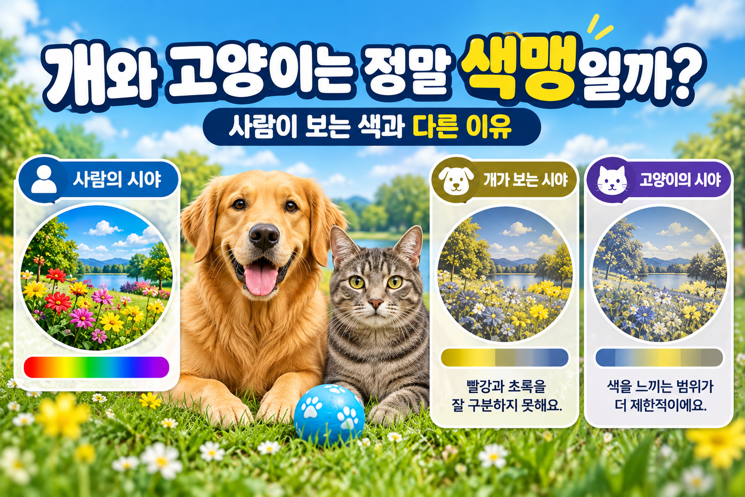 개와 고양이는 정말 색맹일까? 사람이 보는 색과 다른 이유