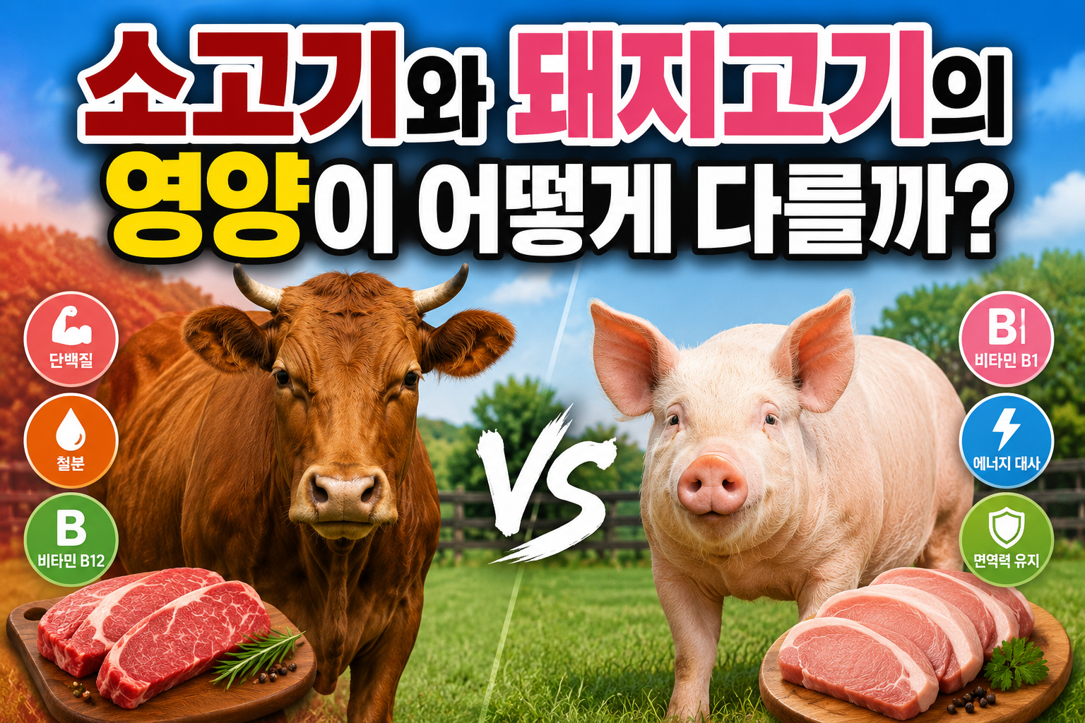 소고기와 돼지고기의 영양이 어떻게 다를까? 단백질·지방·철분 비교